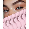 Eyelashes Natural Lashes Cat Eye 12MM Fake Eyelashes Wispy C Curl Lash Strips False Lashes with 0.1MM Clear Band 3D Volume False Eyelash Pack ChirpyLuna 7 Pair
