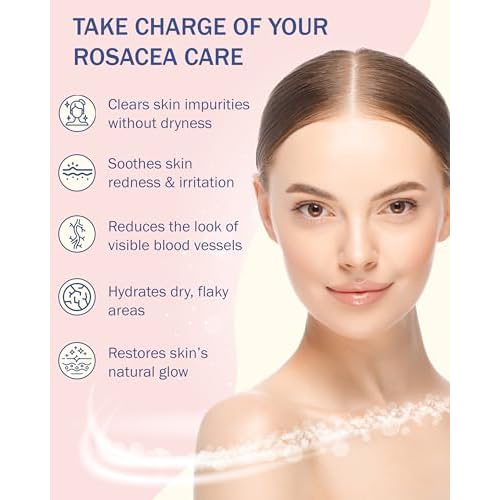 Rosacea Treatment Skincare Face Wash for Women & Men - Gentle Face Cleanser Moisturizer Redness Reducing Skin Care with Aloe Vera, Hyaluronic Acid & Fruit Extracts, Made in USA (8 fl. oz)