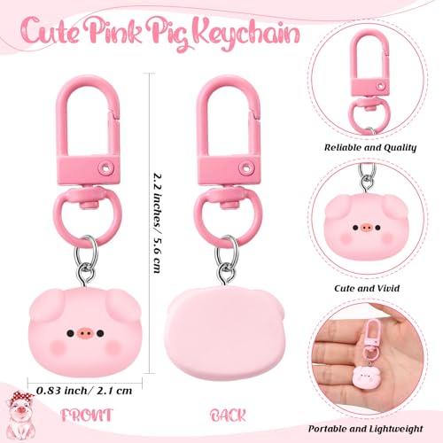 3 Pcs Cow Pig Lovers Gifts for Women Funny Travel Makeup Bag Portable Cosmetic Bag Cute Coffee Mug 11.8 oz Stainless-Steel Keychain for Women Animal Lovers Gifts(Pig Style)