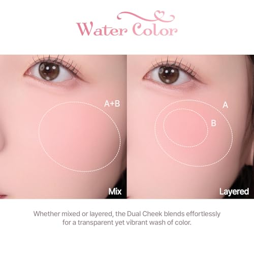 2aN Dual Color Face Blusher, Buildable & Blendable Cheek Color, Natural & Vibrant Finish, Long-Lasting Powder Blush, Blends Easily with Natural Skin Tones, Korean Beauty (12 Orange Flare)