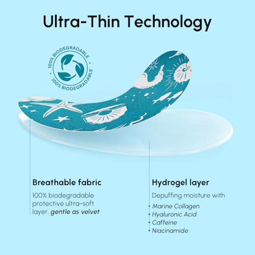 MAREE Hydrating Under Eye Patches for Puffy Eyes and Dark Circles ? Marine Collagen & Caffeine Eye Patches ? Brightening Eye Patche with Niacinamide ? Depuffing Eye Mask for Dark Circles and Puffiness