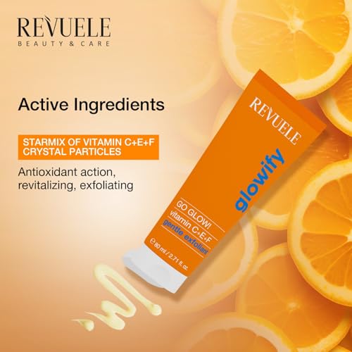 Revuele Go Glow! Gentle Exfoliant 2.7 fl.oz ? Brightening & Hydrating Daily Face Gel Polish with Vitamins C, E & F ? Smooth, Radiant Skin