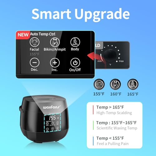 Smart Waxing Kit for Women with Temperature Control,Waxfans Digital Wax Warmer,Gentle Wax Beads for Sensitive Skin,For Brazilian, Bikini, Facial, and Body Hair Removal, at Home Waxing Kit for Women