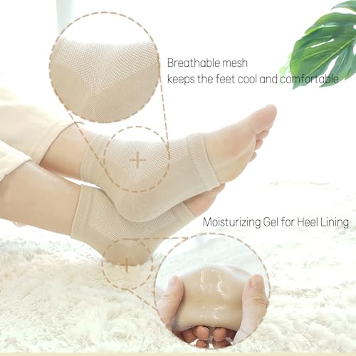 Moisturizing Gel Heel Socks to Repair Dry, Cracked Heels ? Soften, Soothe & Revitalize Feet for Men & Women (Black, 3 Pairs)