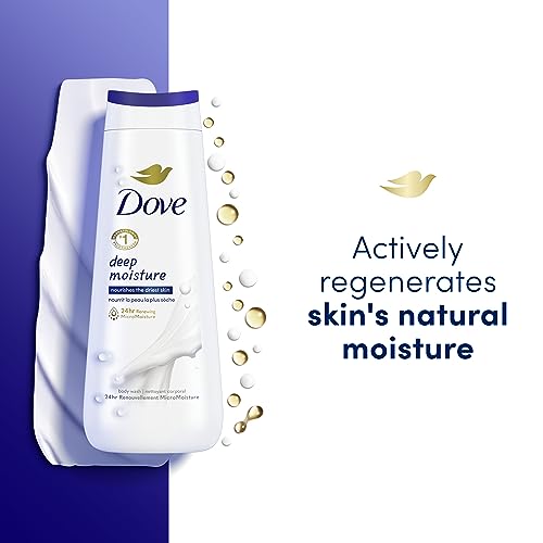 Dove Body Wash Deep Moisture Sensitive Skin Cucumber Green Tea Shea Butter Vanilla 4 Count and Deep Moisture For Dry Skin Moisturizing 3 Count