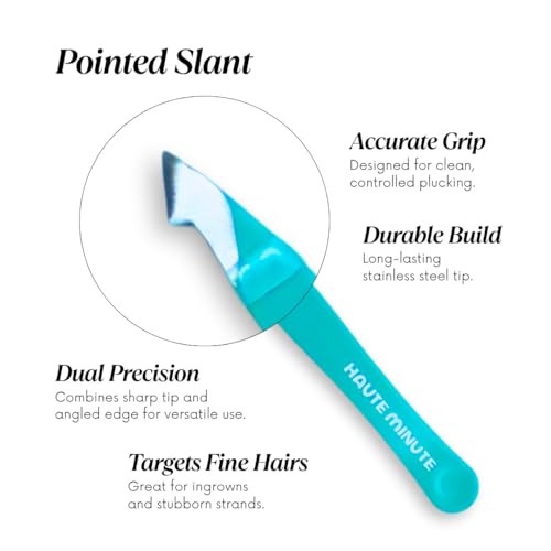 Go Girl! Mini Tweezers, Stainless Steel Tweezer for Travel, Precision Tweezers for Eyebrows, Facial Hair, Ingrown Hair, Chin, Splinter Removal, Eyebrow Plucker (Aqua)