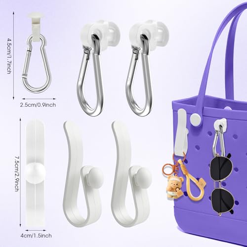 16 PCS Beach Bag Accessories Including Bag Hooks, Insert Key Chain Holder, Divider Tray, Clear Insert Bags,Replacement Rivets,Phone Holde (white)