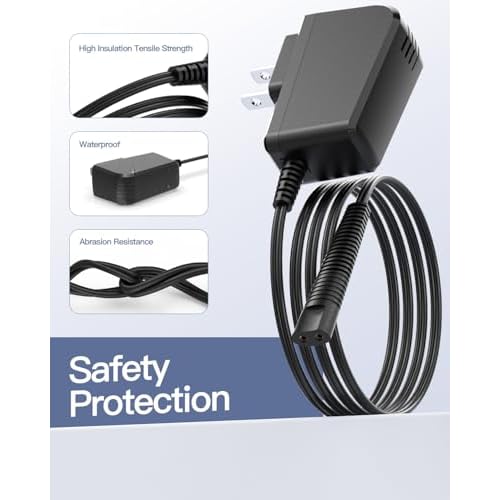 Superer 5FT Charger Fit for Braun Shaver Series 9 7 5 3 1, 310s 3040s 9577cc 9517s 7085cc 12V Charging Cord Replacement for Braun S3 S5 S7 S9 Electric Razor Shaver Trimmer Wall Power Adapter