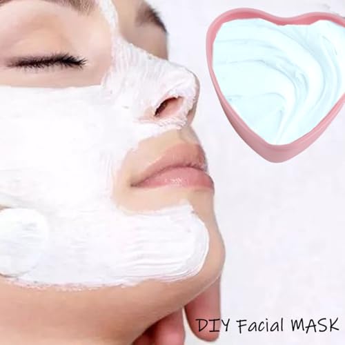 5 Sets Plastic Heart Shaped Facial Mask Mixing Bowl, Pink Facemask Bowl DIY Skin Care Mixing Tool Kit with Spatulas for Mud Masks, Home Salon, and Beauty Salon Use, Face Mask Applicator Tool(5 Pcs)