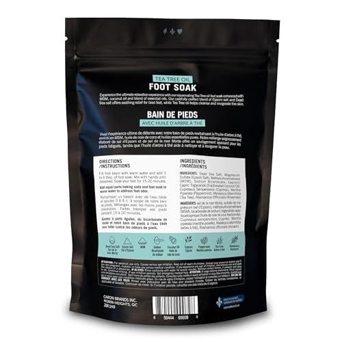 CARON & DOUCET Tea Tree Oil Foot Soak with Epsom Salt and Dead Sea Salt - Natural - Soothes Sore & Tired Feet, Helps Reduce Foot Odor Scent, Softens Calluses - 2lb
