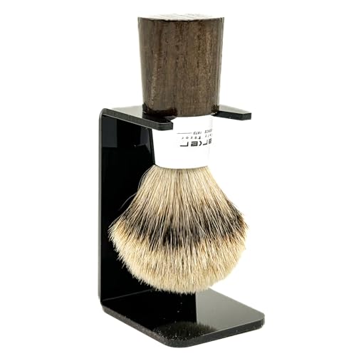 Parker Safety Razor Handmade Shaving Brush with 3-Band Silvertip Badger Bristles & Stand | Premium Walnut Wood & Chrome Handle | Luxury Wet Shave Tool for Men
