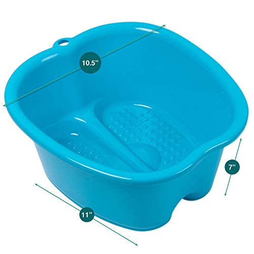 AllSett Health Foot Soaking Bath Basin ? Large Size for Soaking Feet | Pedicure and Massager Tub for at Home Spa Treatment | Callus, Fungus, Dead Skin Remover, Blue