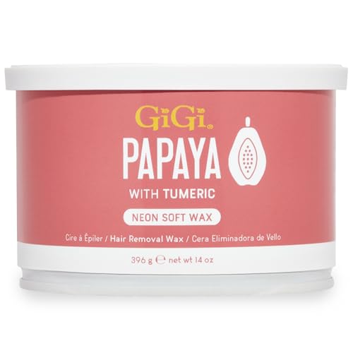 Gigi Neon Soft Wax, Papaya ? Hair Removal Wax for Sensitive Skin & Body, Salon & At-Home Waxing for Women, 14 Oz