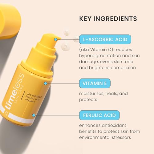 Timeless Skin Care 20% Vitamin C Serum with Vitamin E & Ferulic Acid and Coenzyme Q10 Serum Bundle - 1 oz (Pack of 2)