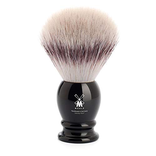 M?HLE Classic Black Large Silvertip Fiber Shaving Brush - Synthetic Luxury Shave Brush for Men, Rich Lather