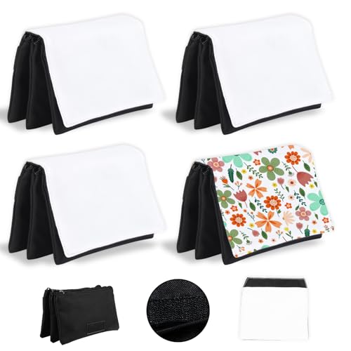 4Pcs Sublimation Blank Canvas Makeup Bags,Sublimation Makeup Bag Bulk DIY Heat Transfer Canvas Pen Case Pencil Cosmetic Makeup Bags Sublimation Bags with Zipper for Makeup Bag Travel Toiletry Pouch