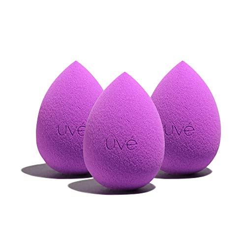 UV? Beauty Sponge Makeup Blender 3 Pack - Violet Makeup Sponges for Blending Foundations, Powders & Creams - Concealer Applicator Offers Full Coverage Vegan & Cruelty-Free Stays Clean Longer