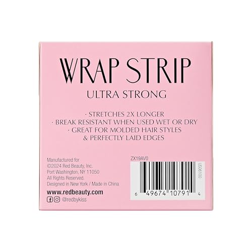Red by Kiss Hair Wrapping Strip, Ultra Strong 2X Longer Stretch, 40 Strips, Suitable for Wet/Dry Hair, White, Styling Paper for Sleek Hairstyles (3.5", White, 1 Pack)