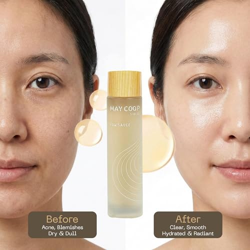 May Coop Raw Sauce Moisture Essence Toner | Korean Hydrating Face Toner for Dry & Sensitive Skin | Rice Water, Centella Asiatica & Birch Bark | Fast-Absorbing Skincare Formula, 1.35 fl. oz.