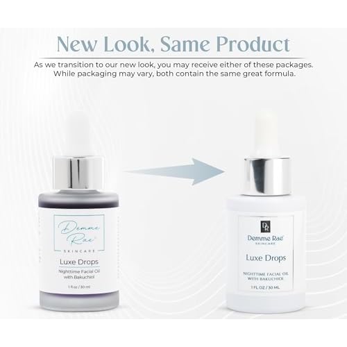 Luxe Drops Nighttime Facial Oil Moisturizer, Anti Aging Skin Care for Mature Skin with Bakuchiol Retinol Alternative, Lightweight, Silky Face Oil for Women Anti Aging