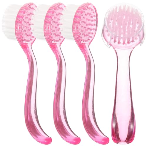 ARTIBETTER Sheep Horn Facial Cleansing Brush Set 4 Pack Manual Face Cleaning Brushes with Protective Cap for Deep Pore Exfoliation and Skin Care Wet Dry Use 5.11 Inch