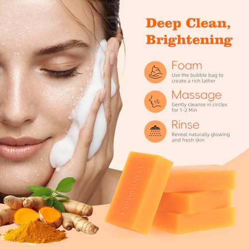 Turmeric Soap Bar Dark Spot Kojic Acid soap Remover for face and body Even Skin Tone, Moisturizing & Nourishing Natural Ingredients£¨4Pack£©