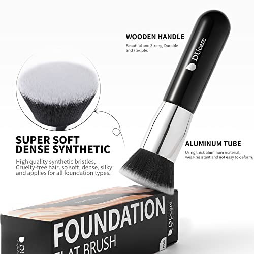 Foundation Brush 3pcs DUcare Flat Top Kabuki Brush Synthetic Professional Makeup Brushes Liquid Blending Mineral Powder Buffing Stippling