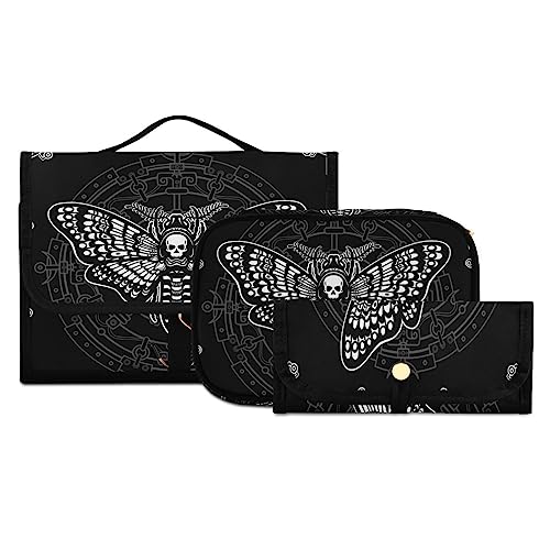 MNSRUU Toiletry Bag Moth Butterfly Black Hanging Makeup Bag for Toiletries 3 PCS Travel Toiletry Organizer Bags Portable Clear Toiletry Kit