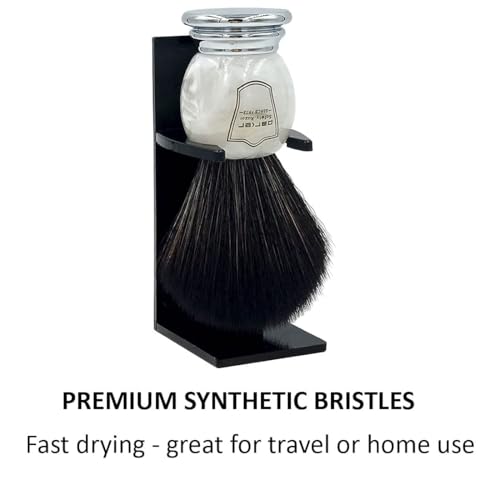 Parker Ultra Soft Synthetic Shaving Brush with Marbled Handle & Stand ? 22mm Knot, Vegan, Fast-Drying, Cruelty-Free, Barbershop Quality, Gentle on Sensitive Skin, Builds Rich Cream & Soap Lather