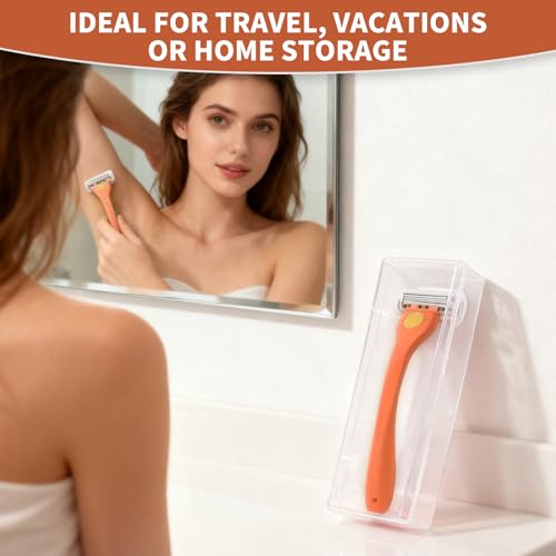 Razor Travel Case Compatible with Billie, 2 Pack Razor Protector Transparent Cover, Portable Plastic Shaver Storage Case with Double Clasp, Travel Holder for Razors and Blades, for Men and Women