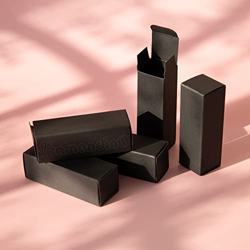 Framendino, 50 Pack Black Rectangle Lipstick Boxes Lip Gloss Bottle Reusable Balm Packaging Cases Essential Oil Wrapping Box for DIY Gift