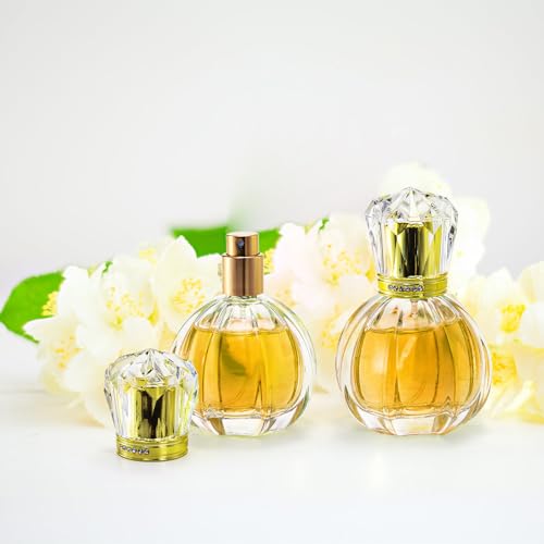 Foraineam 6 Pack 50ML / 1.7oz Glass Spray Bottles Pumpkin Shape Refillable Fine Mist Spray Perfume Bottle, Empty Crystal Glass Fragrance Atomizer Bottle with Droppers and Funnels