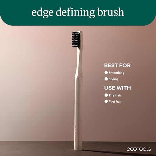 EcoTools Edge Defining Hairbrush, For Precision Styling, Tame Edges, Baby Hair, & Frizz, Dense Synthetic Bristles, Small Brush Head To Style Hairline, Renewable Bamboo, Cruelty-Free, 1 Count