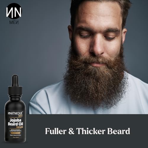 Natnique Jojoba Beard Oil for Men with Vitamin E & Tea Tree ? Organic Conditioner & Growth Oil ? Moisturizer for Facial Hair, Mustache & Dry Skin ? Softener for Itch, Dandruff & Grooming Care ? 1 oz