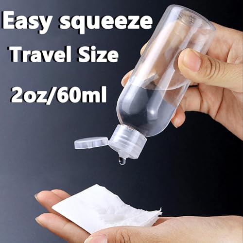 120PCS 2 Oz Clear Plastic Empty Bottles, Plastic Squeeze Bottle with Flip Cap, Refillable Portable Travel Size Bottles Bulk for Shampoo, Lotions, Liquid Body Soap