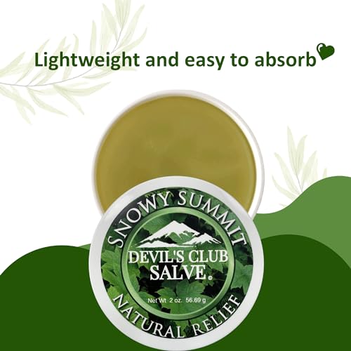 Snowy Summit Handmade Alaska Devil's Club Salve - Skin Ointment with Light Scent, Premium Herbal Formula - USA Made, Tradition Inspired Muscle Rub - 2 oz. Jar