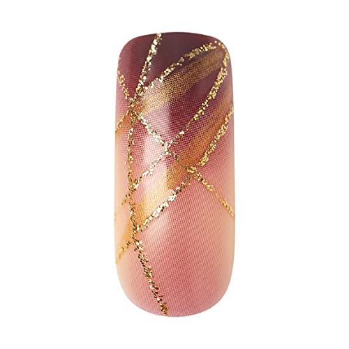 KISS Goldfinger Gel Glam Press on Nail Dark Brown Glitter French Full Cover Luxurious Design, Square Shape, Medium Length, Mini Glue Included GF64