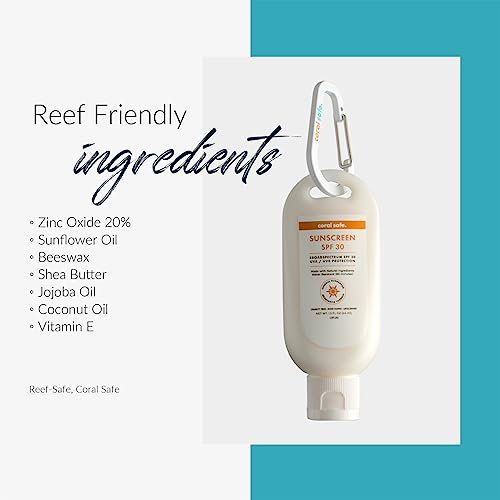 Reef Safe Sunscreen SPF 30 Mineral Travel Face Lotion, Hawaii & Mexico Approved, Biodegradable, Zinc, Oxybenzone & Octinoxate Free, Water Resistant, Made in USA with Natural Ingredients by Coral Safe