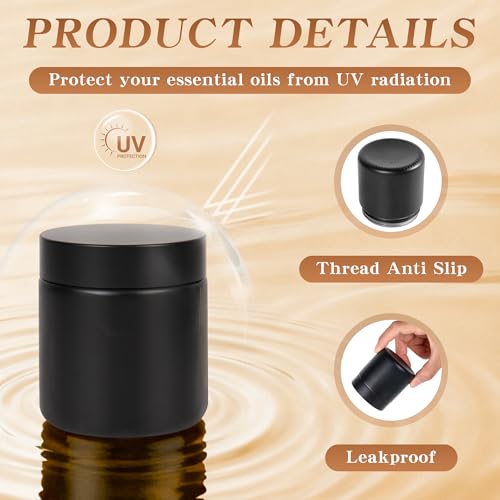4 oz Glass Jars with Lids, Large Empty Jars, Airtight Cosmetic Containers for Candle Making, Lotions, Ointments, Bulk Storage, DIY Crafts (24 Pack, Black Frosted)