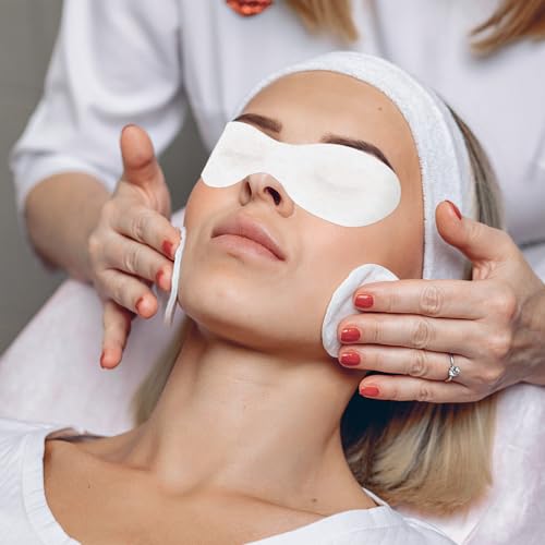 100 Sheets Eye Covers for Facials Disposable Eye Masks Non-woven Cotton Eyes Pads Spa Eyes Masks Care Patches Paper Paper Beauty Sheets for Facial Treatments, Skincare Spa Home Beauty Wet Compress