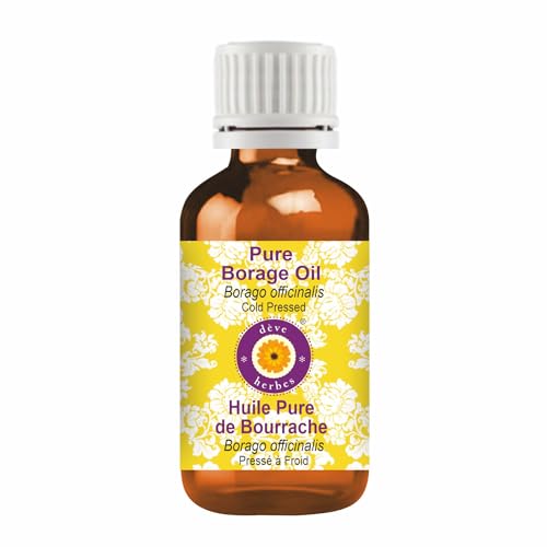 d?ve herbes Borage Oil (Borago officinalis) | Cold Pressed | Pure | Natural | Undiluted | For Diluting Essential oils | For Skin & Massage | Non-Sticky | Lightweight | Men & Women | 10ml (0.33 oz)