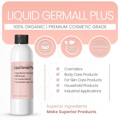 Germall Plus- Natural Preservative - Clear Liquid - Excellent Broad Spectrum Preservative Compatible with Most Cosmetic Ingredients Good for Water Based Formulas (4 Fl Oz / 113 mL)