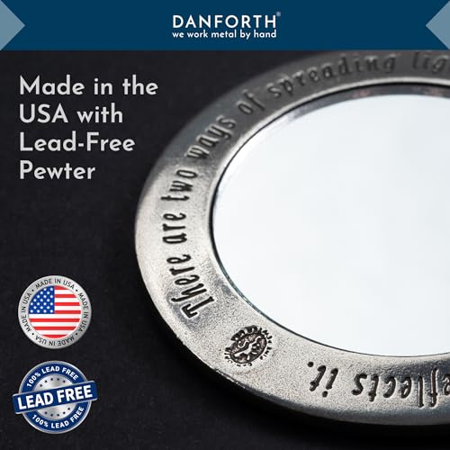 DANFORTH - Hearts Pewter Purse Mirror (Red) - 3 1/2 Inch Diameter - Gift Boxed