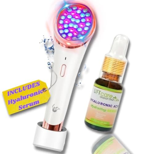 Lyte Wireless DUO Red & Blue LED Light Therapy for Face includes Hyaluronic Serum Automatic Red and Blue LED Light Therapy Anti-Aging Wrinkle Reduction Device, White