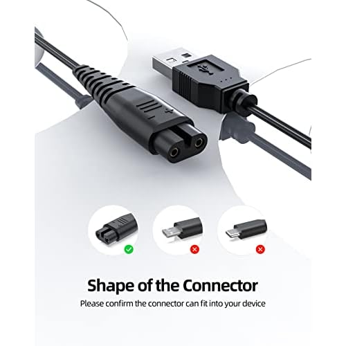 Charger Cord Fit for Hatteker Mens Beard Trimmer, Cordless Hair Trimmer Pro Hair Clippers Beard Trimmer RFC-598 RFC-588 RFC-690 Electric Shaver Razor Power Adapter Supply