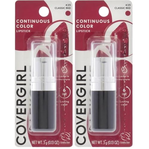 COVERGIRL Continuous Color Lipstick Classic Red 435, .13 oz (packaging may vary) (Pack of 2)