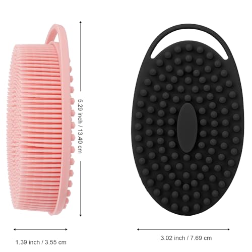 Soft Silicone Body Scrubber 6 PCS Silicone Body Shower, Silicone Loofah 2 in 4 Bath and Shampoo Brush, Body Scrubber Shower Cleaning Exfoliating Use for Sensitive Skin, Lather Well