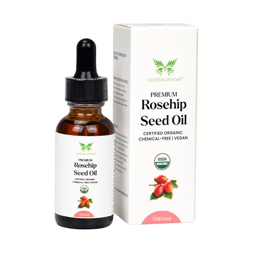 USDA Certified Organic Rosehip Seed Oil (1 Oz) 100% Pure Natural, Chemical-Free, Hair Moisturizer, Skin Hydration, Natural Beauty, Anti-Aging, Wrinkles Reduction, Antioxidants