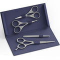 Suvorna Premium Beard & Mustache Set with Beard scissors for men - Facial Hair/Nose/Eyebrow Scissors - Slant Tweezers (4 Pcs Dark Blue)