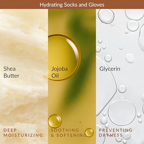 Epielle Hydrating Hand & Foot Masks, Relieve and Soften for Dry, Overworked Skin, Self Care Gifts for Women, Spa Kit, 6 Moisturizing Gloves & 6 Moisturizing Socks (Hydrating Foot & Hand Mask 12-Pack)